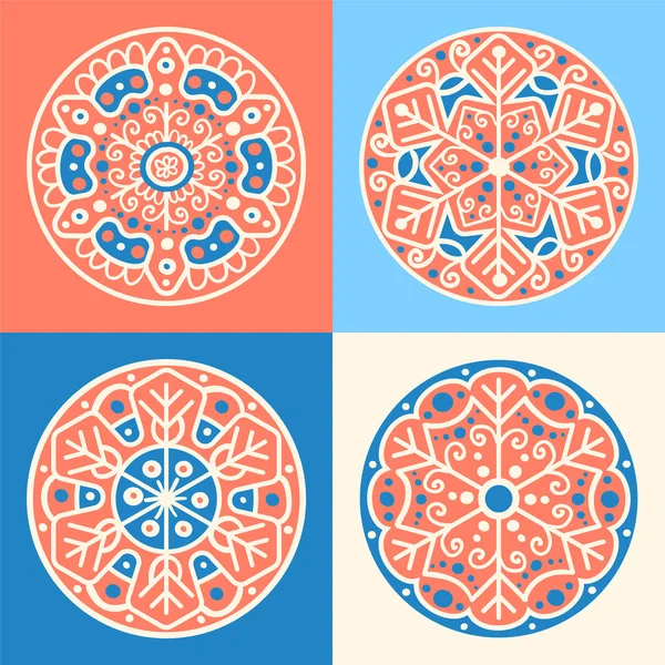 Ensemble de quatre éléments ronds décoratifs — Image vectorielle