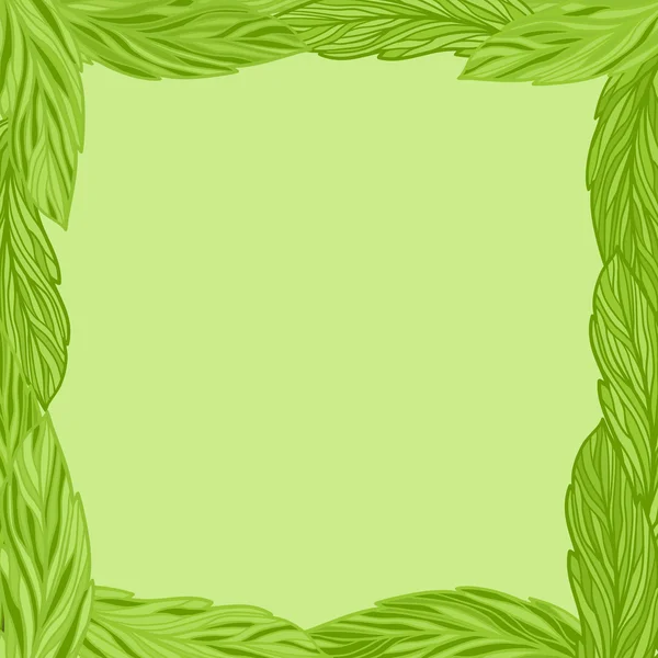 Marco verde con hojas de té — Vector de stock