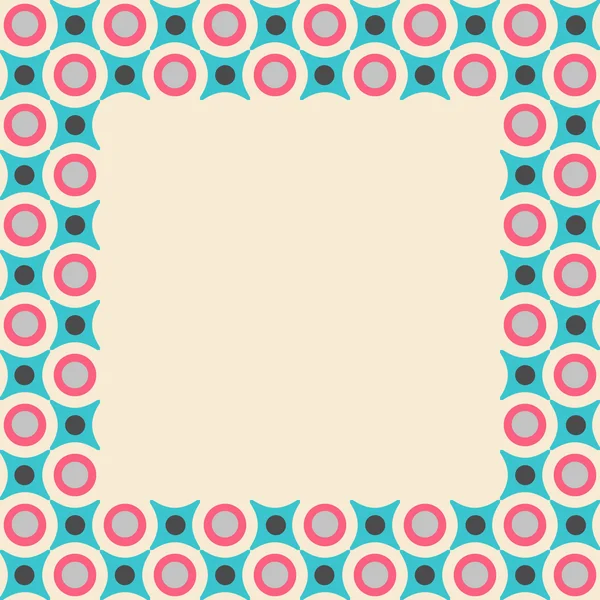 Card frame with geometrical pattern in retro colors — Stock Vector