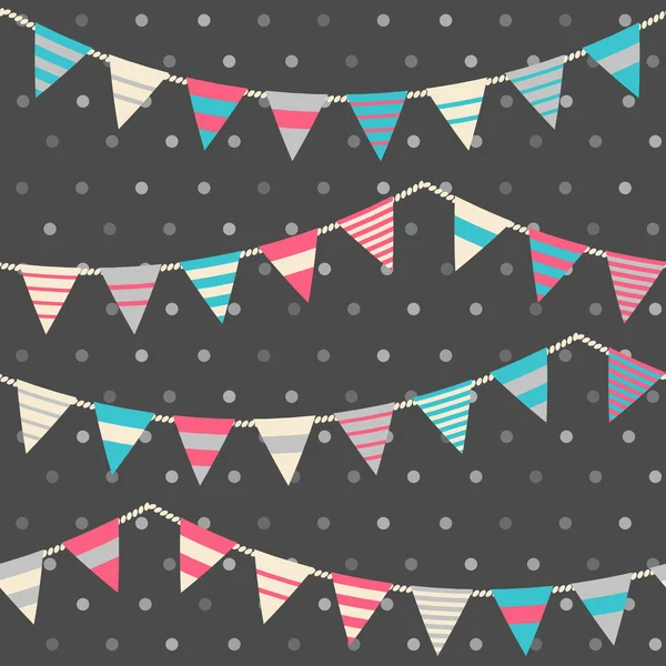 Padrão colorido com bunting e guirlanda — Vetor de Stock