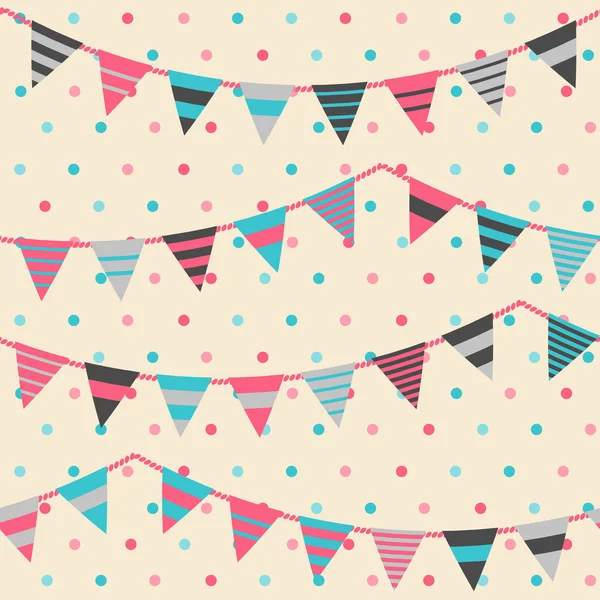 Kleurrijke patroon met bunting en garland — Stockvector