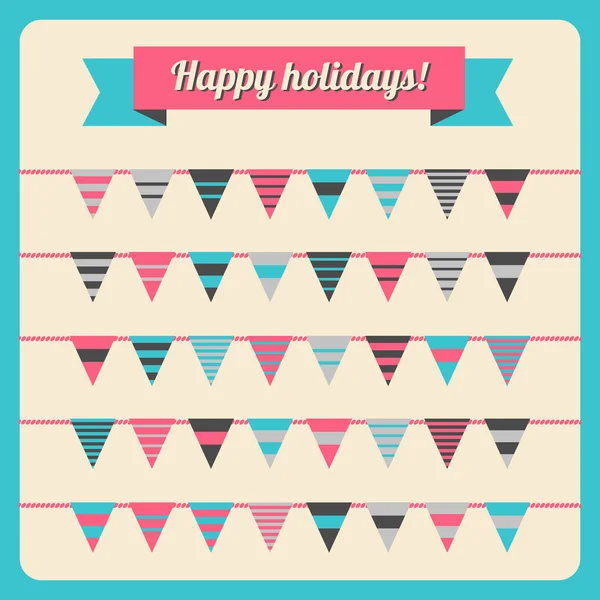 Conjunto de bunting y guirnalda — Vector de stock