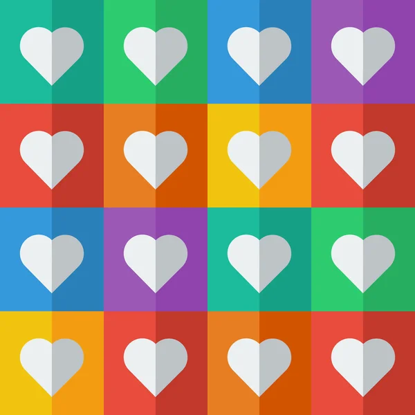 Arrière-plan avec des cœurs en style icône plat — Image vectorielle