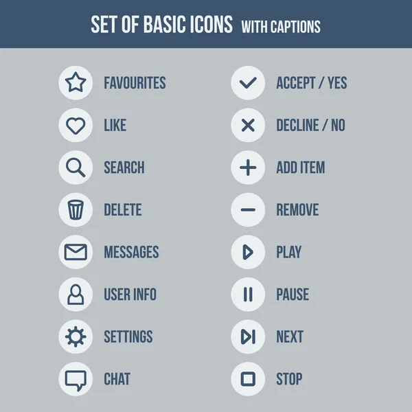 Flat UI design elements - set of basic web icons — Stock Vector