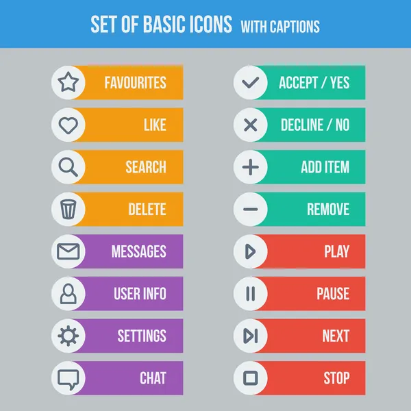 Flat UI design elements - set of basic web icons — Stock Vector