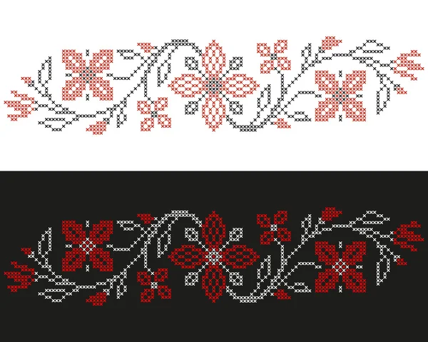 Cross-stitch embroidery in Ukrainian style — Stock Vector