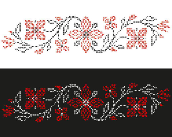 Cross-stitch embroidery in Ukrainian style