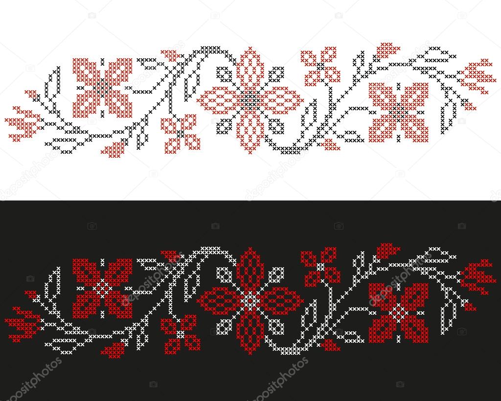 Cross-stitch embroidery in Ukrainian style