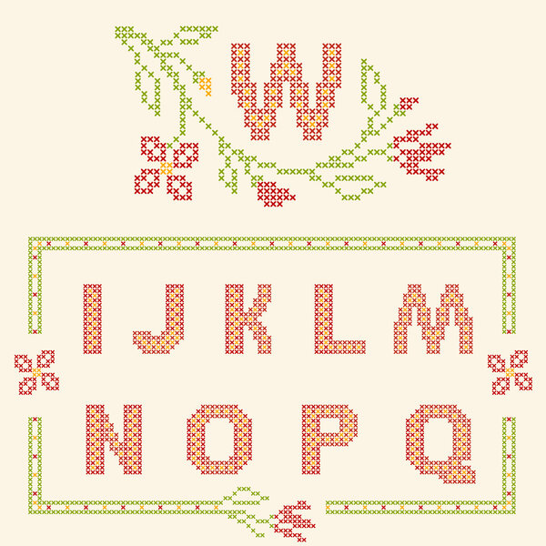 Cross-stitch embroidery in Ukrainian style