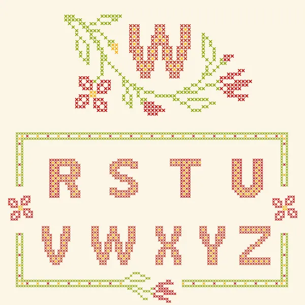 Cross-stitch embroidery in Ukrainian style — Stock Vector