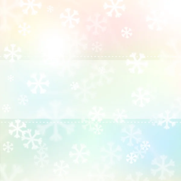 Jul bakgrund, snöflingor och mjuka färger — Stock vektor