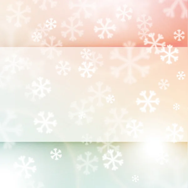 Vánoční pozadí, sněhové vločky a měkké barvy — Stockový vektor
