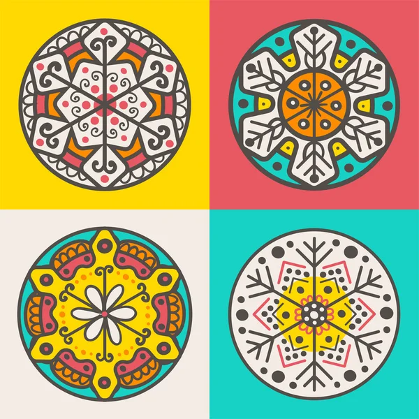 Set of four decorative round elements — Stock Vector