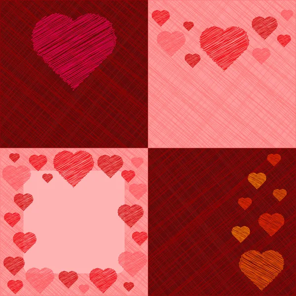 Ensemble de quatre cartes de la Saint-Valentin — Image vectorielle