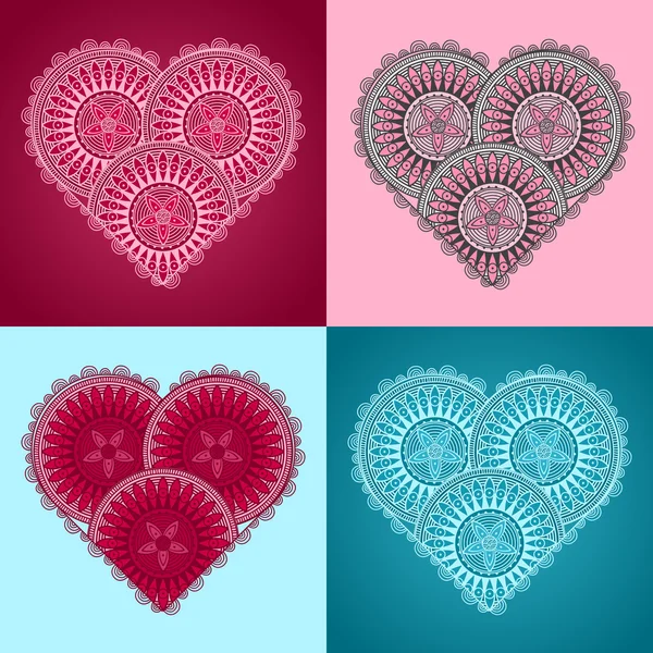 Carte Saint-Valentin avec coeur à motifs — Image vectorielle