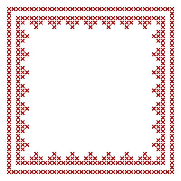 Korsstygnkant Fyrkantig Ram Mönster Perfekt För Jul Banner Design Geometriskt — Stock vektor