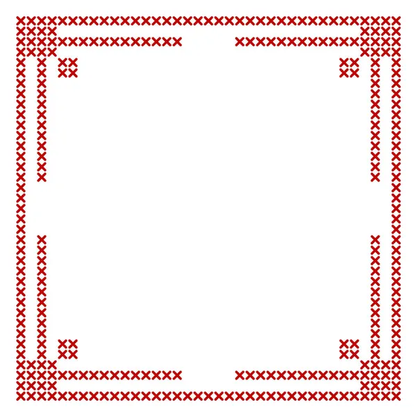 Kruissteek Rand Vierkant Frame Patroon Perfect Voor Kerst Banner Ontwerp — Stockvector