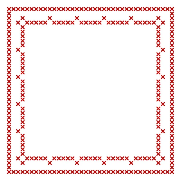 Cross Steh Border Čtvercový Rám Vzor Ideální Pro Vánoční Banner — Stockový vektor