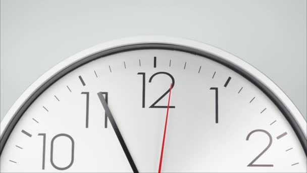 White Wall Clock Shows Running Time Movement Hands Clock Passed — Αρχείο Βίντεο