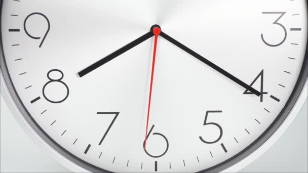 Time Lapse White Wall Clock Shows Running Time Movement Hands — 图库视频影像