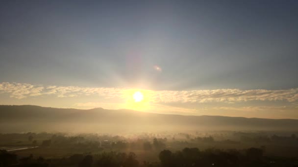 Topview Setting Sun Shining Golden Light Sun Thick Clouds Evening — Stock video