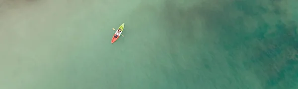 Kayak Mare Una Giornata Estiva Più Luminosa Vista Aerea Drone — Foto Stock