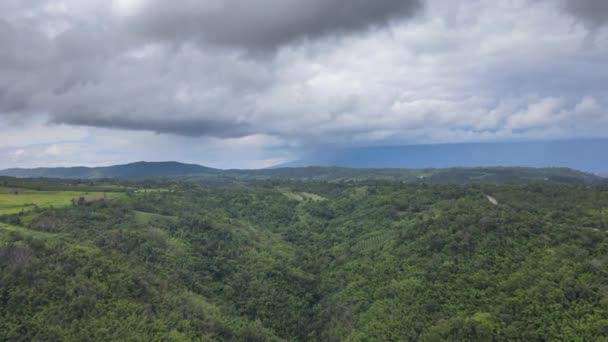 Top View Mozgása Felhők Változó Színe Vihar Zöld Erdők Között — Stock videók