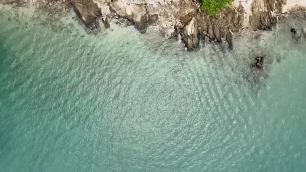 Top View Clear Sea Water Can See Corals Sea Waves — Stock Video