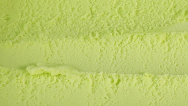 Slow Motion Green Tea Ice Cream Scooping Spoon Texture Soft — Stock Video