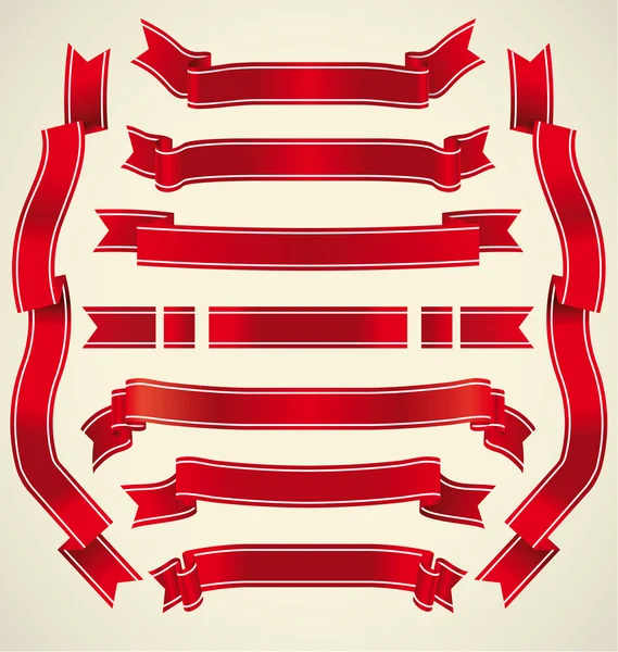 Набор красных лент — стоковый вектор