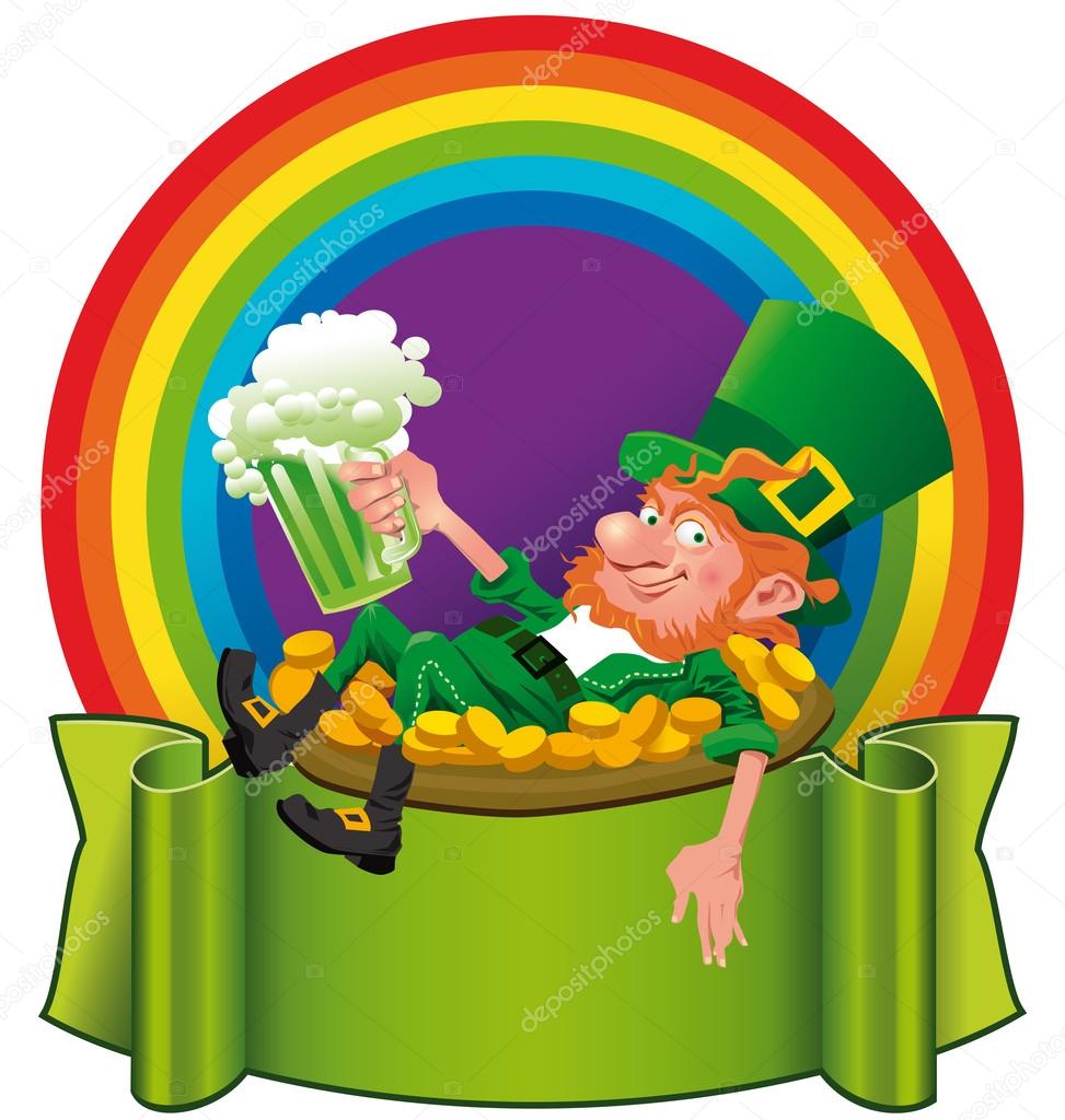 A Leprechaun in the rainbow — Stock Vector © elgusser 38364793