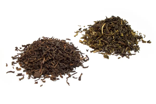 Black and green tea — Stock Photo, Image