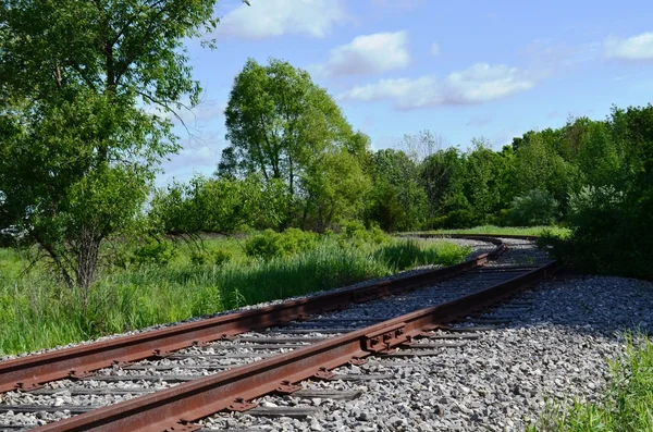 Carriles de ferrocarril oxidados y abandonados — Foto de Stock