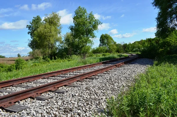 Roestig en verlaten railroad tracks Stockfoto