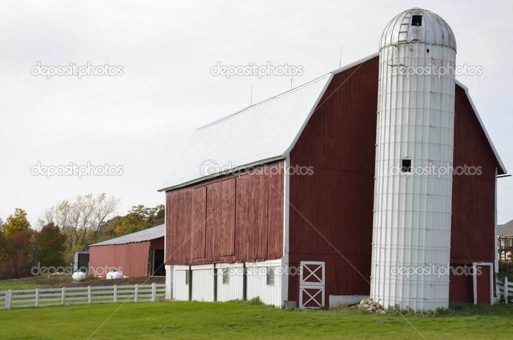 Iconic Red Barn in rural Michigan, USA