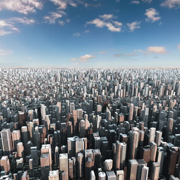 fütüristik şehir, dijital olarak işlenmiş illüstrasyon