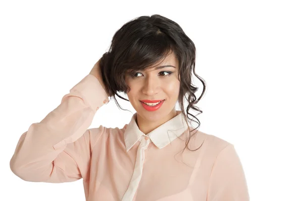 A woman holds hands hair — Stock Photo, Image