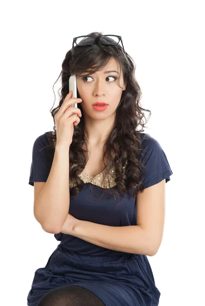 Vrouw met mobiele telefoon — Stockfoto