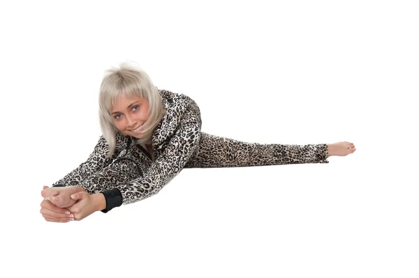 Beautiful woman does exercises — Stock Photo, Image