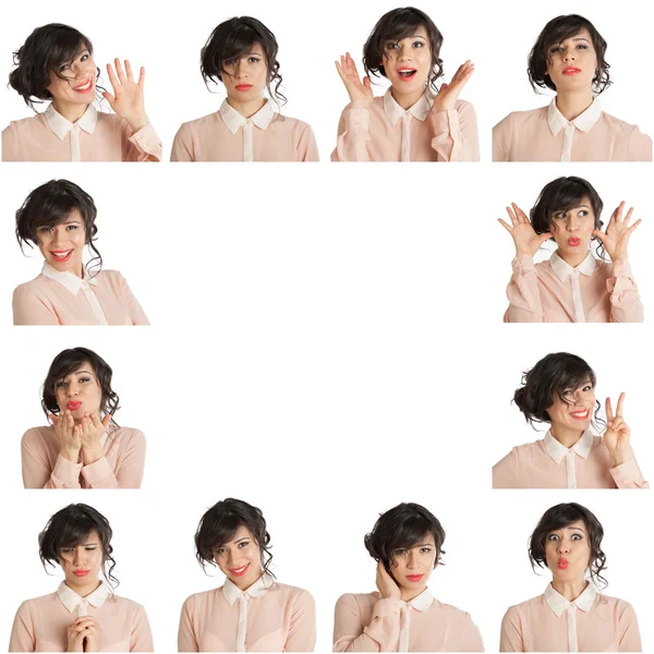 Collage of woman different facial expressions — Stock Photo, Image