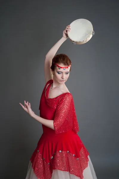 Dancer with a tambourine — Stock Photo, Image