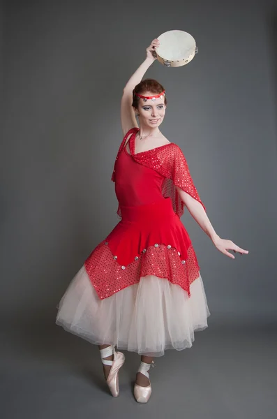 Dancer with a tambourine — Stock Photo, Image