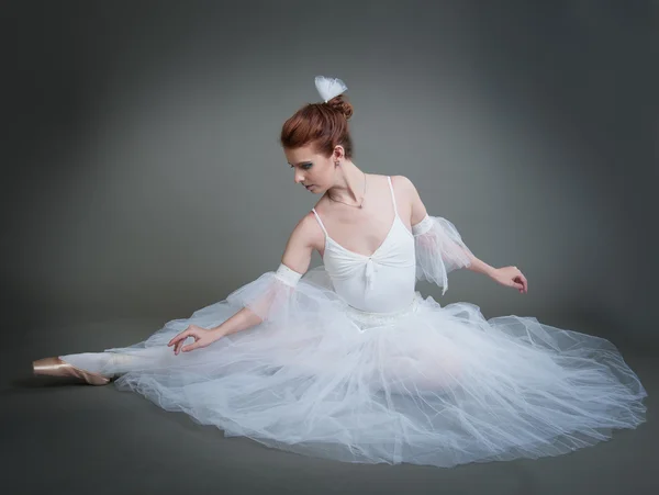 Ballerina on a grey background — Stock Photo, Image