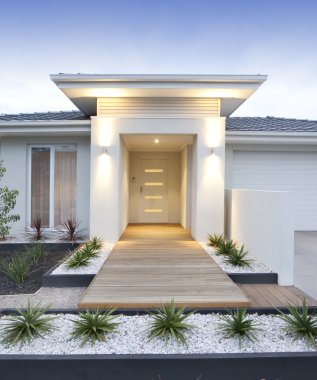 White contemporary house exterior vertical clipart