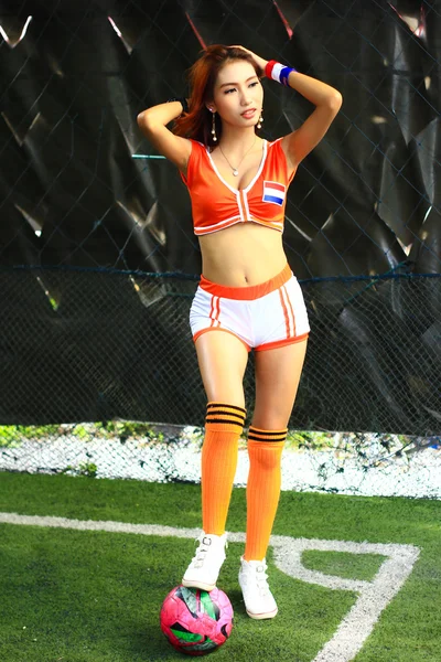 Un model neidentificat promovează Cupa Mondială 2014 — Fotografie, imagine de stoc