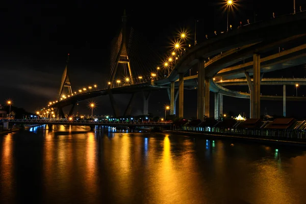 Bhumibol  bridge  area at Night — Stock Photo, Image