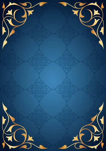 Altın desenli çerçeve mavi fonda