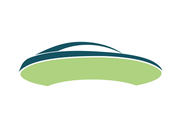 白地に緑のペーパー車のロゴ — ストックベクタ