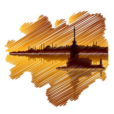 İstanbul çizim ve gün batımı
