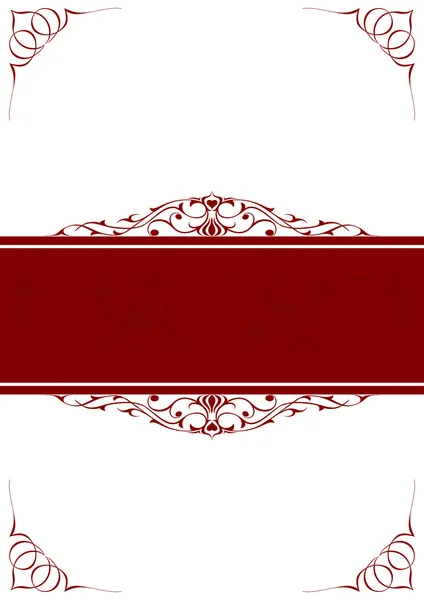 Ruban rouge de fond blanc et motifs d'angle — Image vectorielle